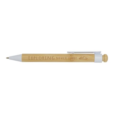 Rattan bamboo and recycled plastic ballpoint pen (black ink) Standard | White | No Branding | not available | not available