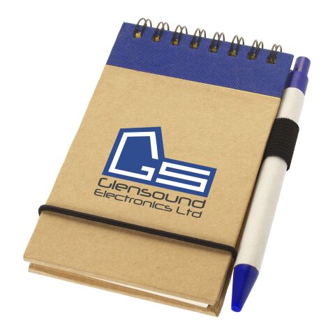 Zuse A7 recycled jotter notepad with pen Standard | Natural-Navy | Without Branding | not available | not available | not available