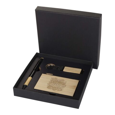 Minka RCS recycled aluminium ballpoint pen, keychain and RFID card holder gift set Standard | Natural-Solid black | Not applicable | No Branding | not available | not available