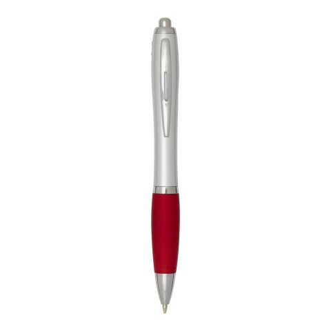 Nash RCS recycled plastic ballpoint pen with silver barrel and coloured grip (black ink) Standard | Red | No Branding | not available | not available