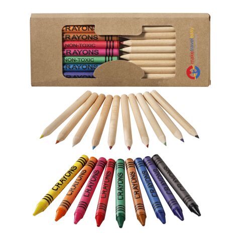 Lucky 19-piece coloured pencil and crayon set Standard | Natural | Without Branding | not available | not available | not available