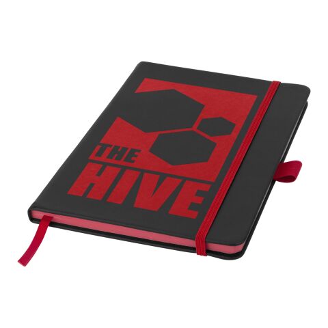 Colour-edge A5 hard cover notebook Standard | Solid black-Red | No Branding | not available | not available