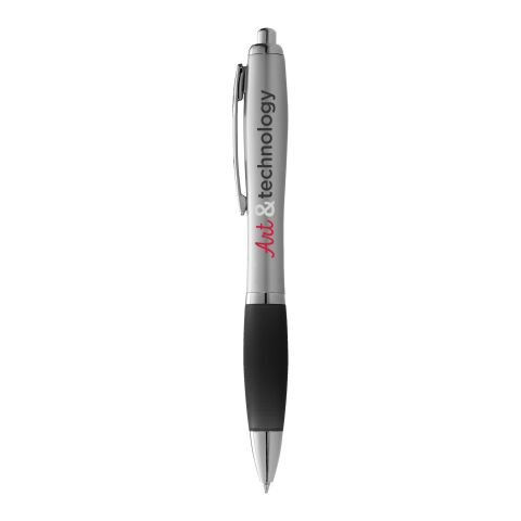 Blue Ink Nash Ballpoint Pen with Coloured Grip Standard | Silver-Solid black | No Branding | not available | not available