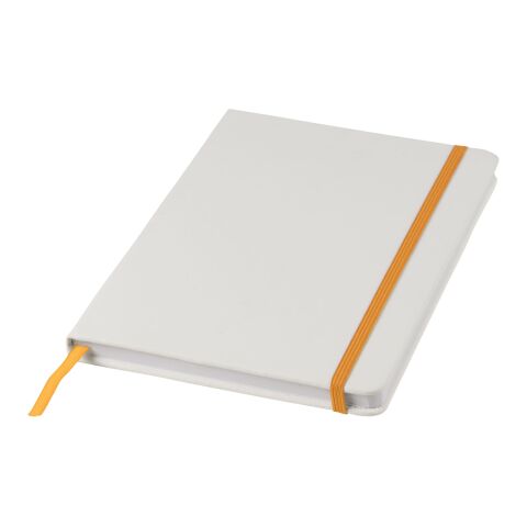 Spectrum A5 white notebook with coloured strap White-Orange | No Branding | not available | not available | not available