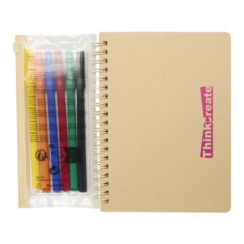 Squiggle B6 hard cover notebook and markers set Natural