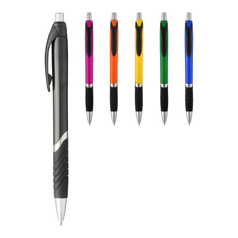 Turbo Ballpoint Pen with Black Rubber Grip Standard | Green-Solid black | No Branding | not available | not available
