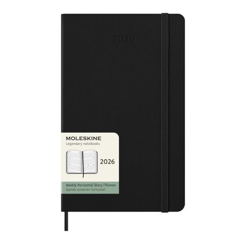 Moleskine horizontal hard cover 12 month L weekly planner Standard | Solid black | No Branding | not available | not available
