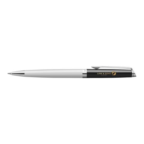 Hemisphere colour blocking ballpoint pen with palladium trim Standard | White-Solid black | No Branding | not available | not available
