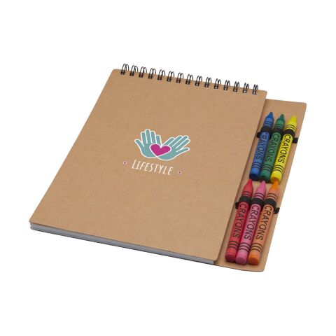 Doodle A5 spiral soft cover notebook and crayon set Standard | Natural | No Branding | not available | not available