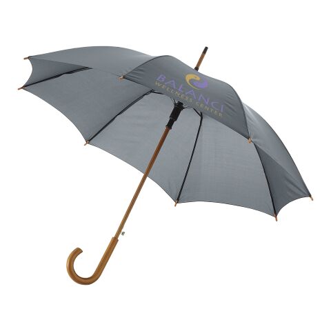 Kyle 23" auto open umbrella wooden shaft and handle Standard | Grey | not available | No Branding | not available | not available | not available