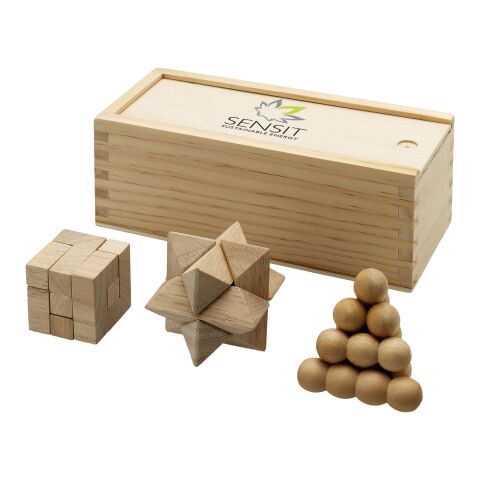 Brainiac 3-piece wooden brain teaser set Standard | Natural | Without Branding | not available | not available