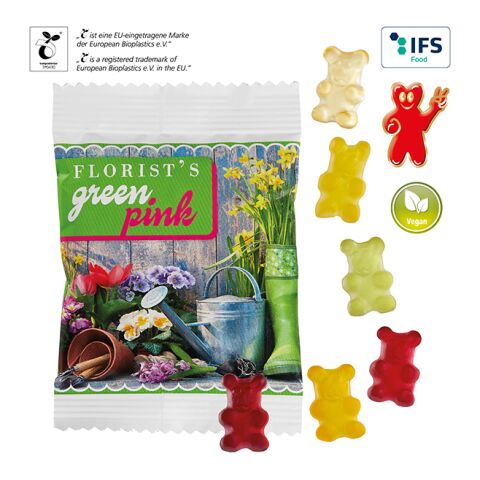 Vegan Premium Bears in a Compostable Bag White | 3-colour printing