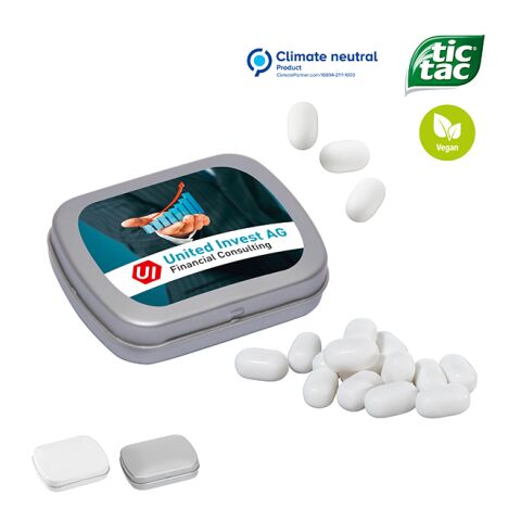 MINI Tin with Hinged Lid with tic tac white | 1-colour printing