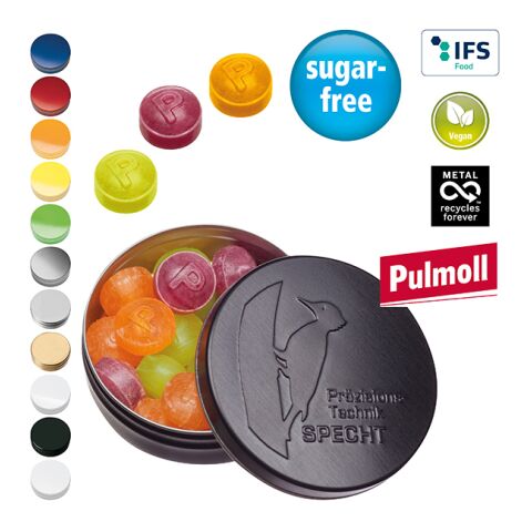 XS Pocket Tin with Embossed Lid with Pulmoll Pastilles white | Debossing