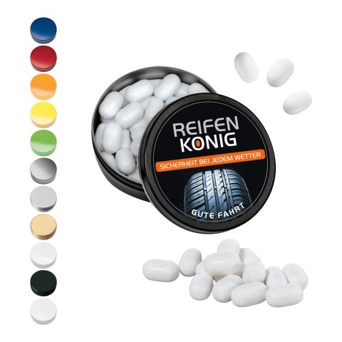 XS Pocket Tin with tic tac, 18g white | 1-colour tampon printing