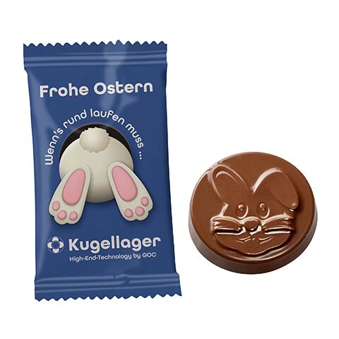Chocolate Coin Easter Bunny in a Conventional Flowpack digital- or flexo printing