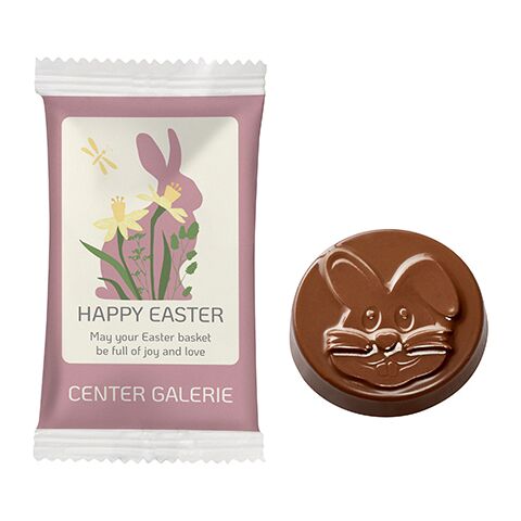Chocolate Coin Easter Bunny in a Paper Flowpack Without Branding