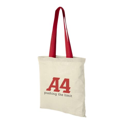 Nevada 100 g/m² cotton tote bag coloured handles Standard | Natural-Red | No Branding | not available | not available | not available