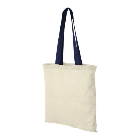 Nevada 100 g/m² cotton tote bag coloured handles Standard | Natural-Navy | Without Branding | not available | not available