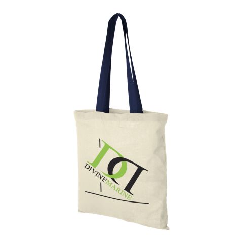 Nevada 100 g/m² cotton tote bag coloured handles Standard | Natural-Navy | No Branding | not available | not available | not available