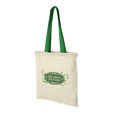 Nevada 100 g/m² cotton tote bag coloured handles Standard | Natural-Bright green | No Branding | not available | not available | not available