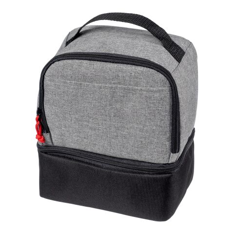 Dual cube lunch cooler bag Heather Grey-solid black | No Branding | not available | not available