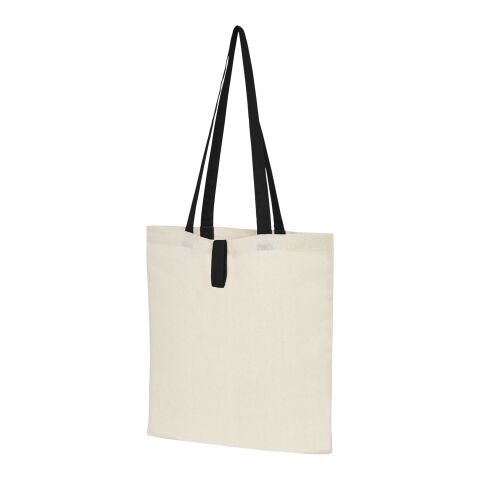 Nevada 100 g/m² cotton foldable tote bag Standard | Natural-Solid black | No Branding | not available | not available