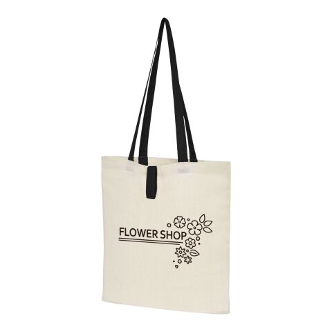 Nevada 100 g/m² cotton foldable tote bag Standard | Natural-Solid black | No Branding | not available | not available