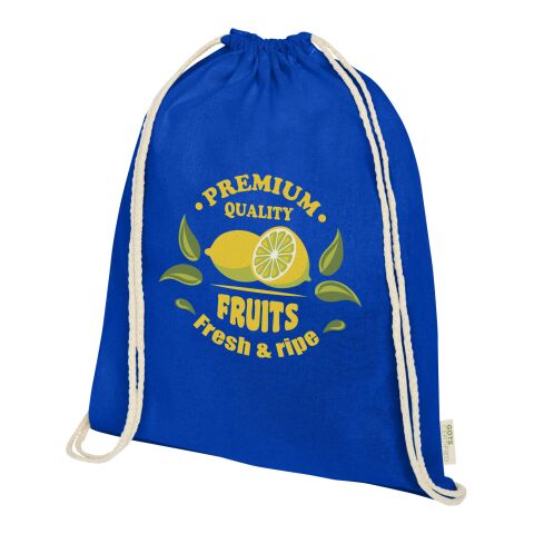 Orissa 140 g/m² GOTS organic cotton drawstring backpack Standard | Royal blue | No Branding | not available | not available