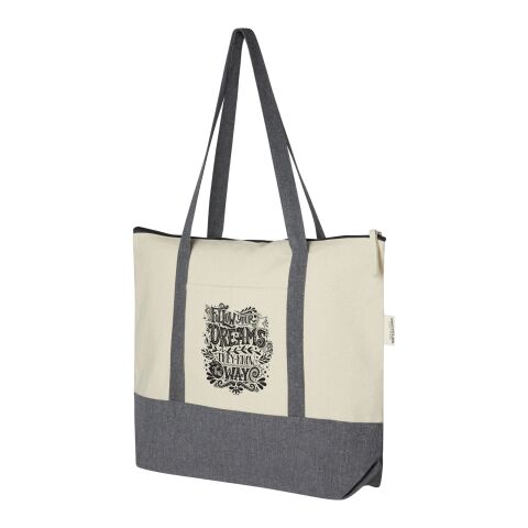 Repose recycled cotton zippered tote bag Standard | Natural-Heather grey | No Branding | not available | not available