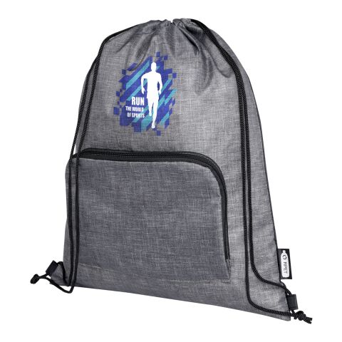 Ash GRS recycled foldable drawstring bag 7L Standard | Heather grey-Solid black | No Branding | not available | not available | not available