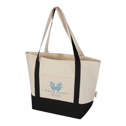 Sam 320 g/m² GRS recycled cotton tote bag Standard | Solid black-Natural | No Branding | not available | not available | not available