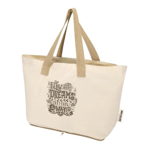 Sierra 140 g/m² GRS recycled foldable cotton tote bag 7L Standard | Natural-Natural | No Branding | not available | not available | not available