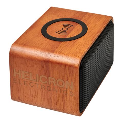 Wooden speaker with wireless charging pad