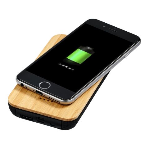 Future bamboo/fabric 6000 mAh wireless power bank Standard | Natural-Solid black | No Branding | not available | not available
