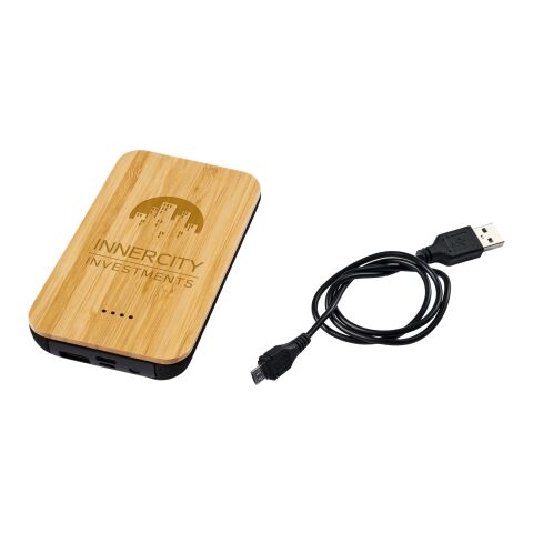 Future bamboo/fabric 6000 mAh wireless power bank Standard | Natural-Solid black | No Branding | not available | not available
