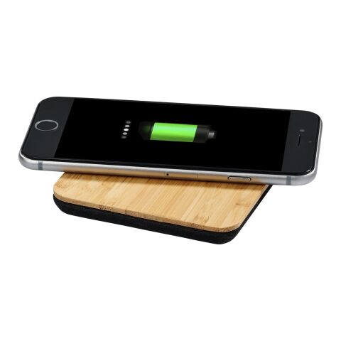 Leaf bamboo and fabric wireless charging pad Standard | Natural-Solid black | No Branding | not available | not available
