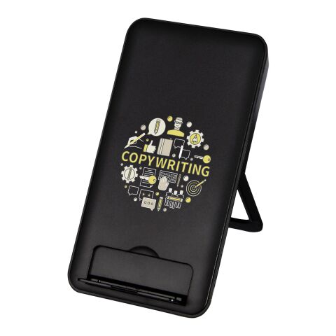 Loop 10W recycled plastic wireless charging pad with phone stand Standard | Solid black | No Branding | not available | not available