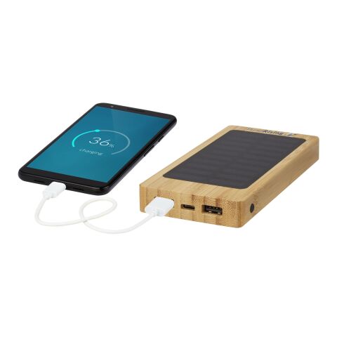 Alata 8000mAh bamboo solar power bank Beige | No Branding | not available | not available