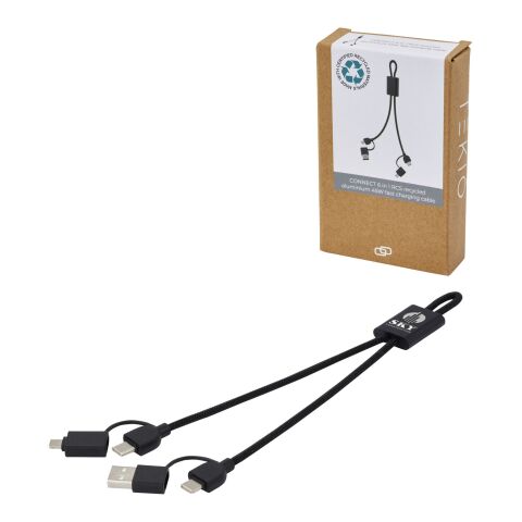 Connect 6-in-1 45W RCS recycled aluminium fast charging cable Standard | Black | No Branding | not available | not available