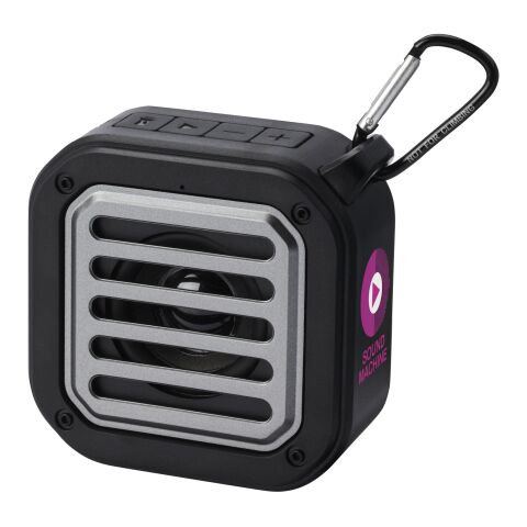 Solo 3W IPX5 RCS recycled plastic solar Bluetooth® speaker with carabiner Standard | Black | No Branding | not available | not available