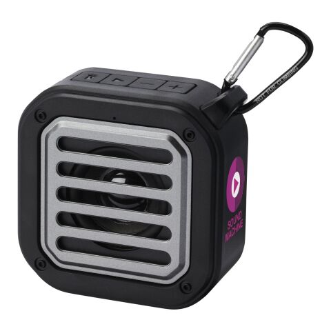 Solo 3W IPX5 RCS recycled plastic solar Bluetooth® speaker with carabiner Standard | Solid black | No Branding | not available | not available