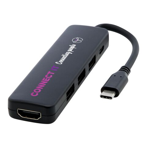 Loop RCS recycled plastic multimedia adapter USB 2.0-3.0 with HDMI port Solid black | No Branding | not available | not available