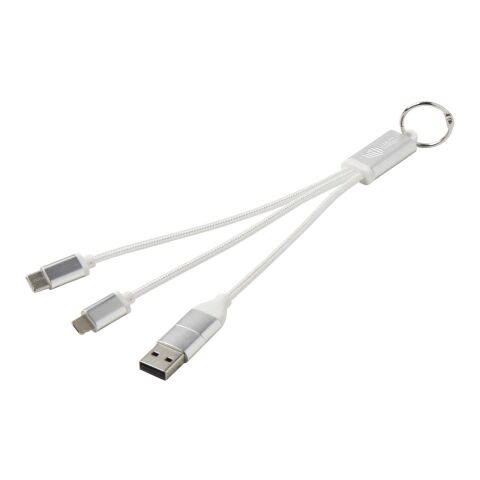 Metal 4-in-1 recycled aluminium charging cable with keychain Standard | Matted silver | not available | No Branding | not available | not available