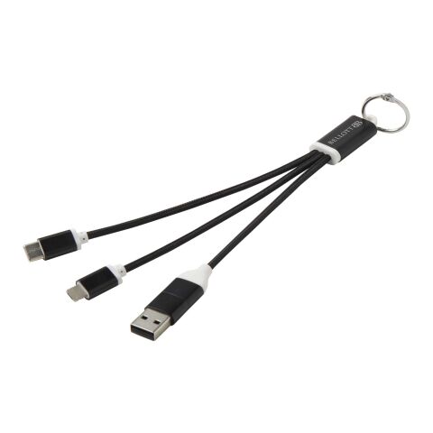 Metal 4-in-1 recycled aluminium charging cable with keychain