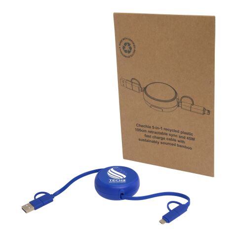 Alasia 5-in-1 100 cm recycled plastic and aluminium retractable data sync and 45W fast charge cable