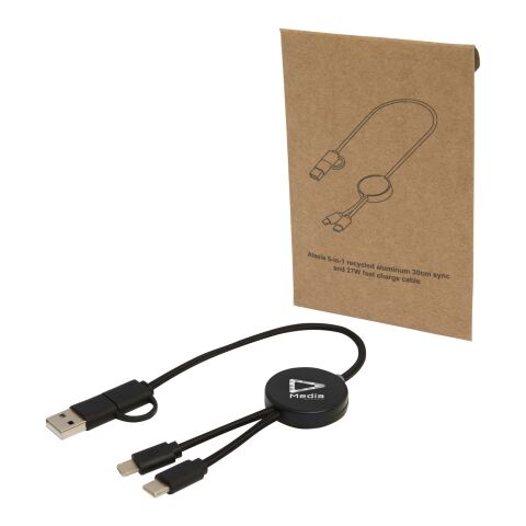 Citala 5-in-1 recycled plastic 30 cm data sync and 27W fast charge cable Standard | Solid black | No Branding | not available | not available