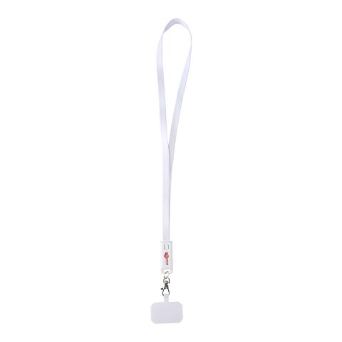 Franz recycled plastic smartphone lanyard with built-in data sync and 65W fast charge 5-in-1 cable Standard | White | No Branding | not available | not available | not available