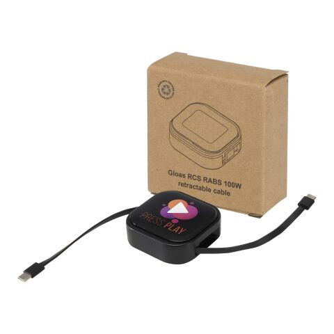 Gloas 5-in-1 recycled retractable data sync and 100W fast charge cable with smartphone tool kit Standard | Solid black | not available | No Branding | not available | not available