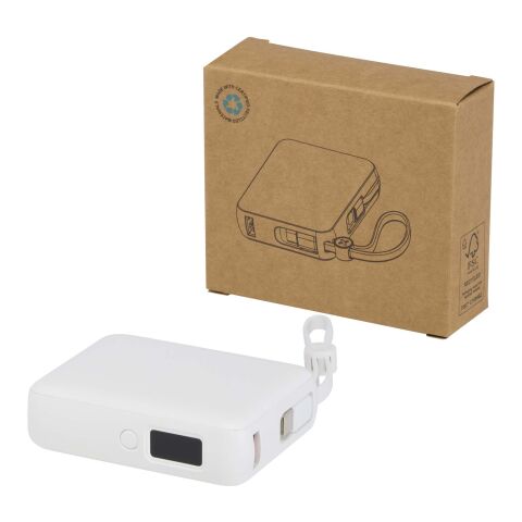 Acrux 10.000 mAh 35W tablet power bank with built in Type-C cable - made from recycled plastic Standard | White | No Branding | not available | not available